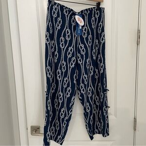 NWT La Mer Luxe Nautical Rope Knot Pull On Resort Wear Wide Leg Ankle Pants. 2